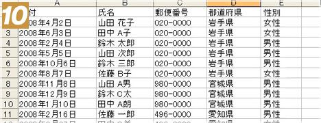 参加者リスト名簿表のイメージ